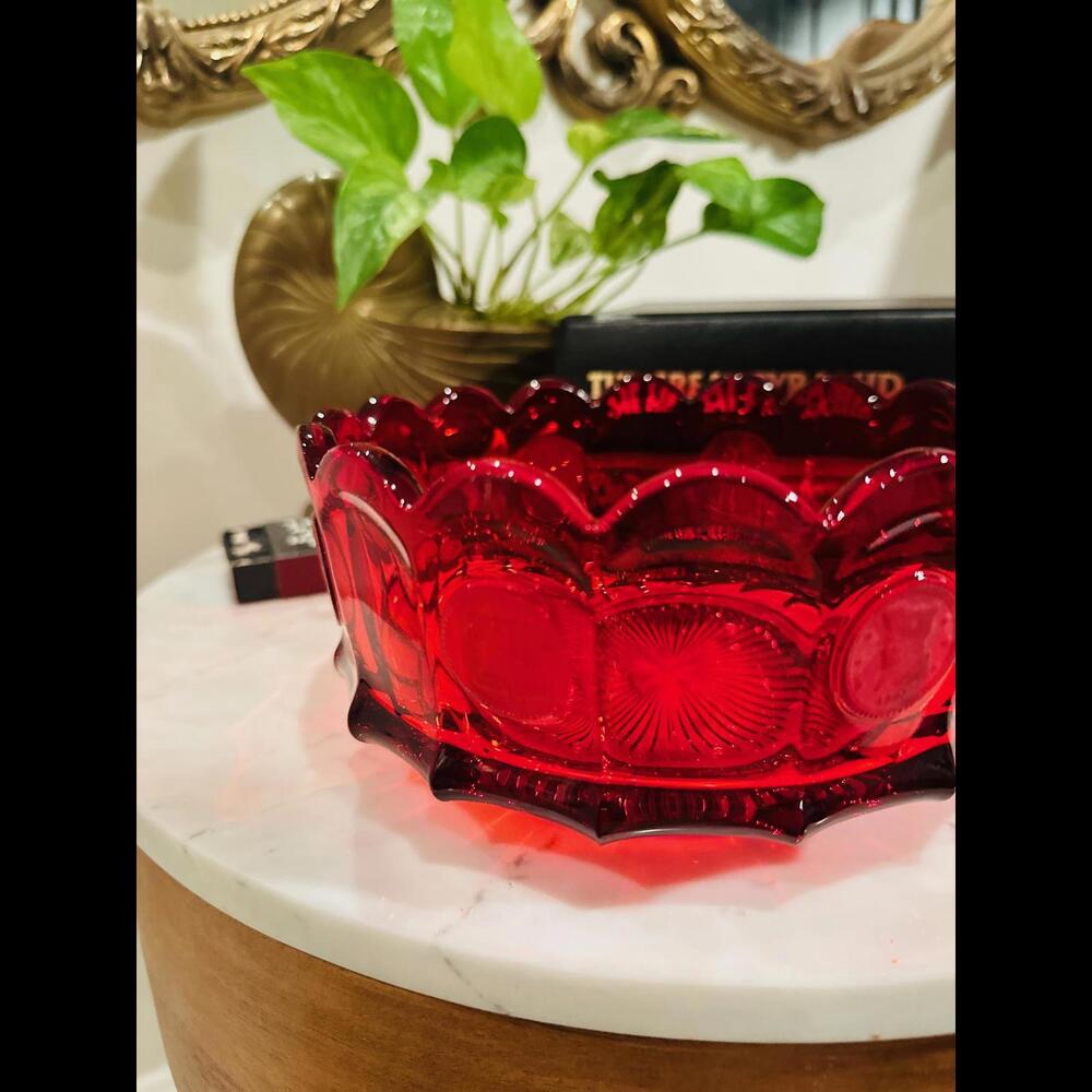 Unexpected Red Theory Red Glass Bowl Lancaster Colony Coin Pattern